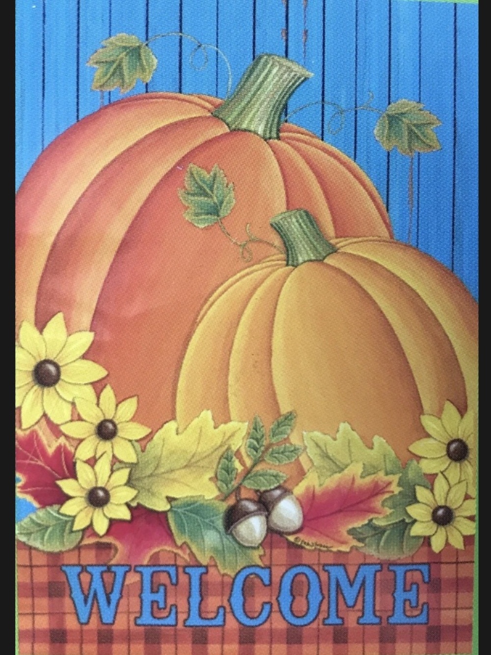 Autumn Pumpkin Welcome Garden Flag - Bright Fall Colors Double Sided 28” x 40”